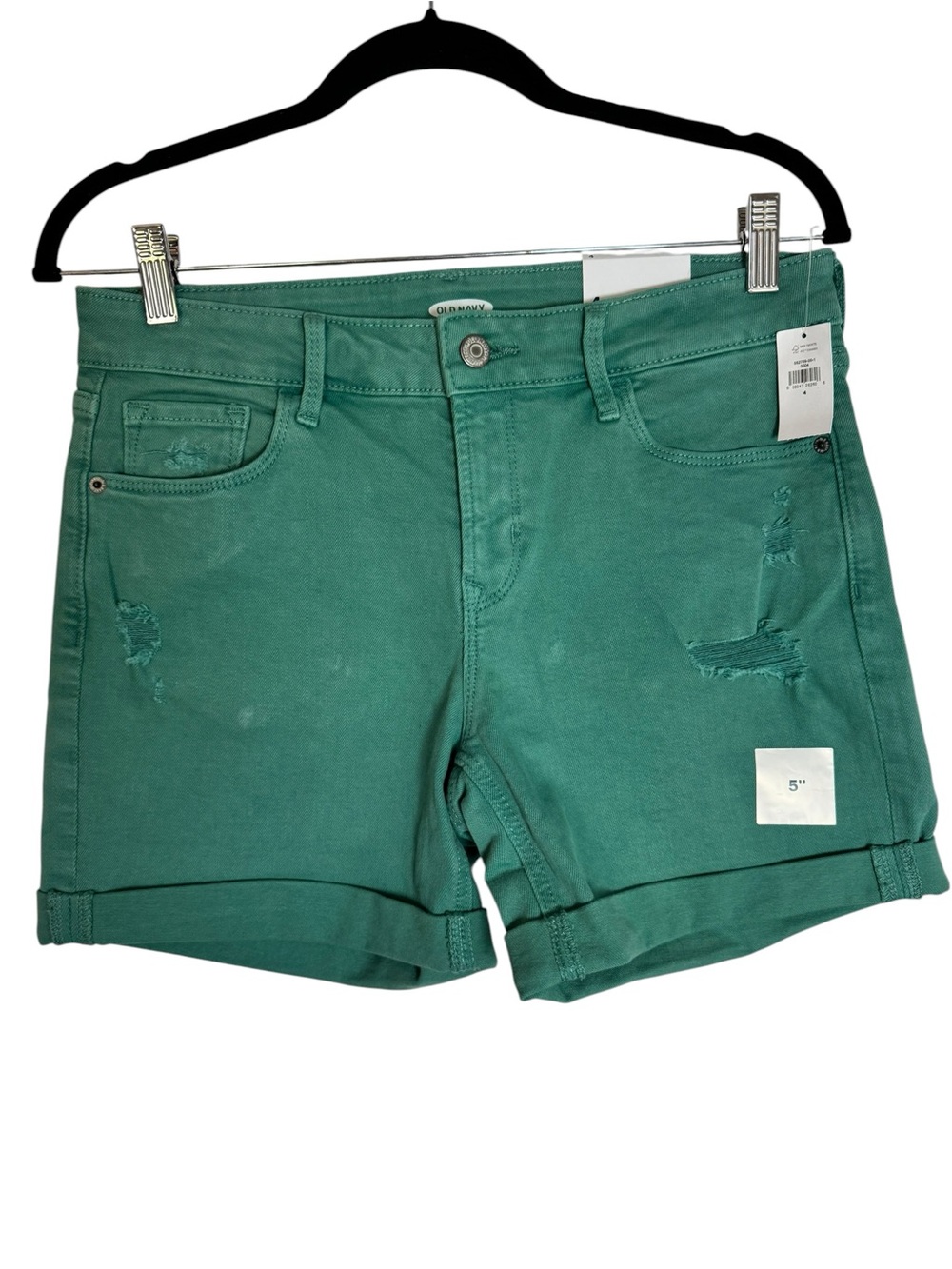 NWT Old Navy Green Cuffed Mid-Rise  Size 5” Jean Shorts